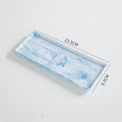 Marble Pattern Rectangular Bathroom Vanity Tray