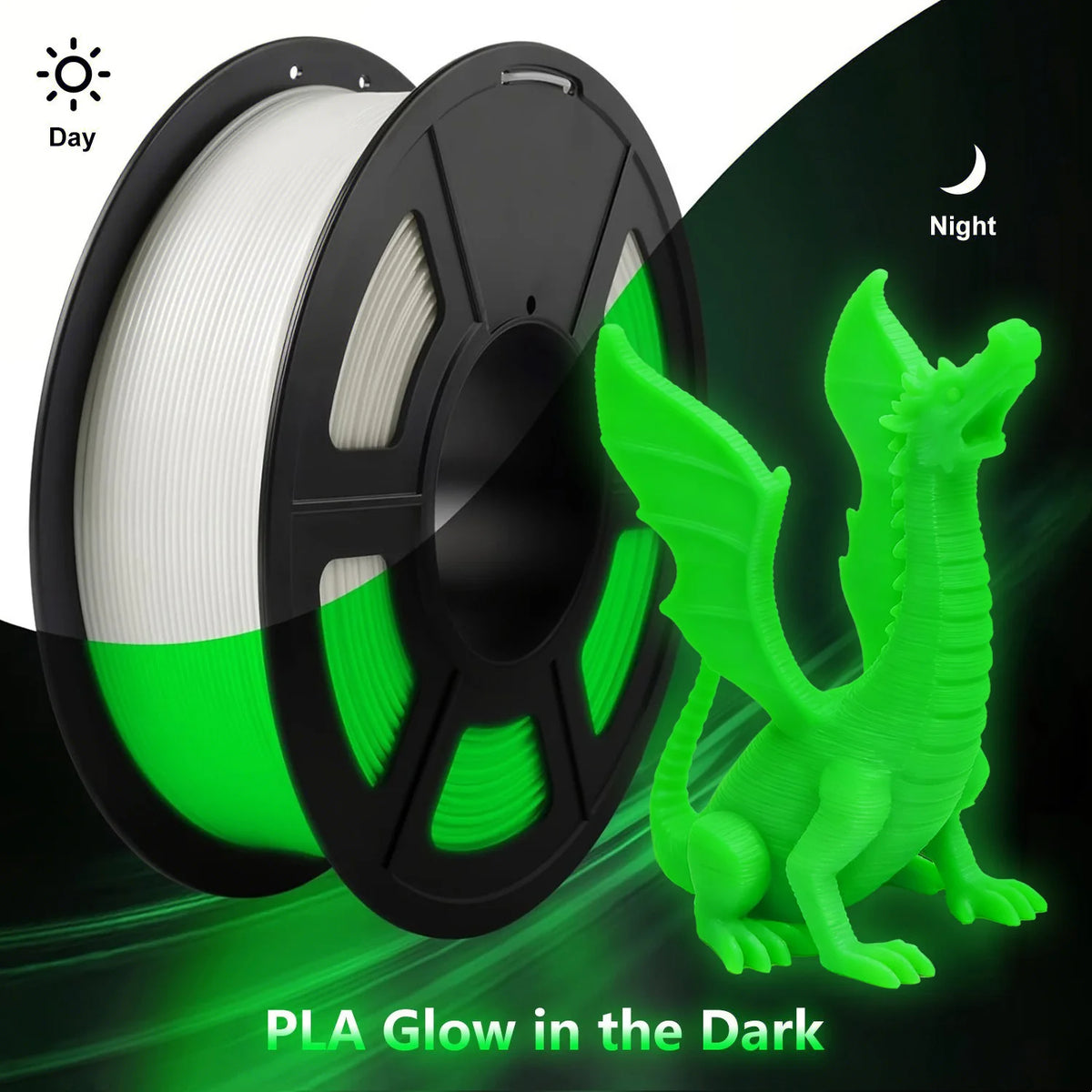 Glow-in-the-Dark PLA 3D Printer Filament Bundle
