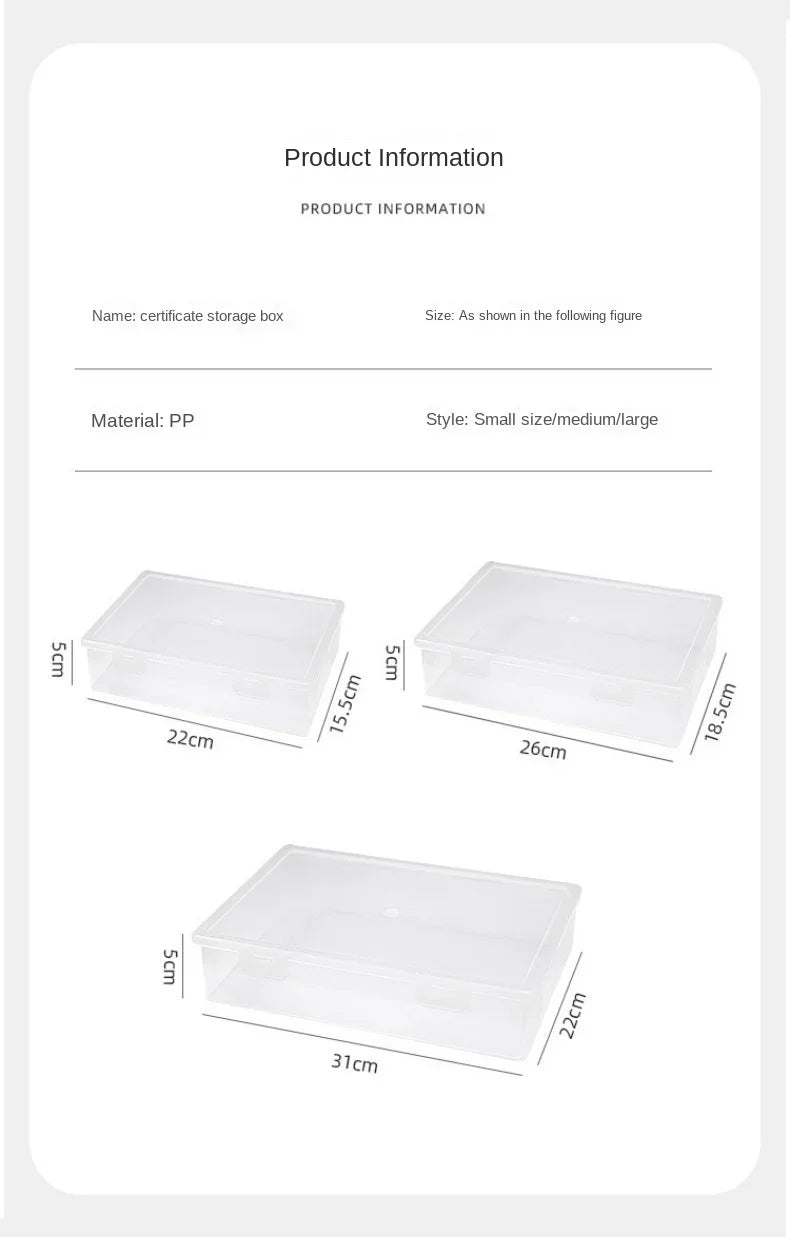 Transparent Document Organizer Storage Box