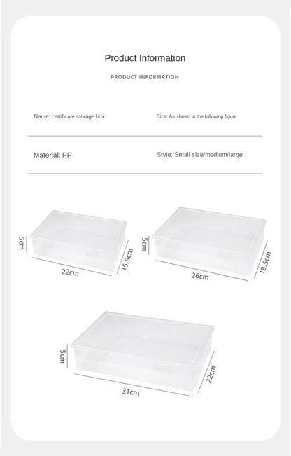 Transparent Document Organizer Storage Box