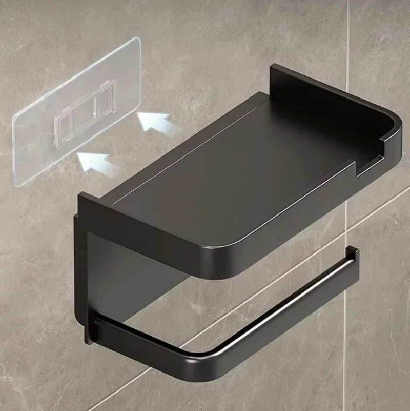 Wall-Mounted Toilet Paper Holder with Storage Shelf