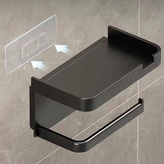 Wall-Mounted Toilet Paper Holder with Storage Shelf