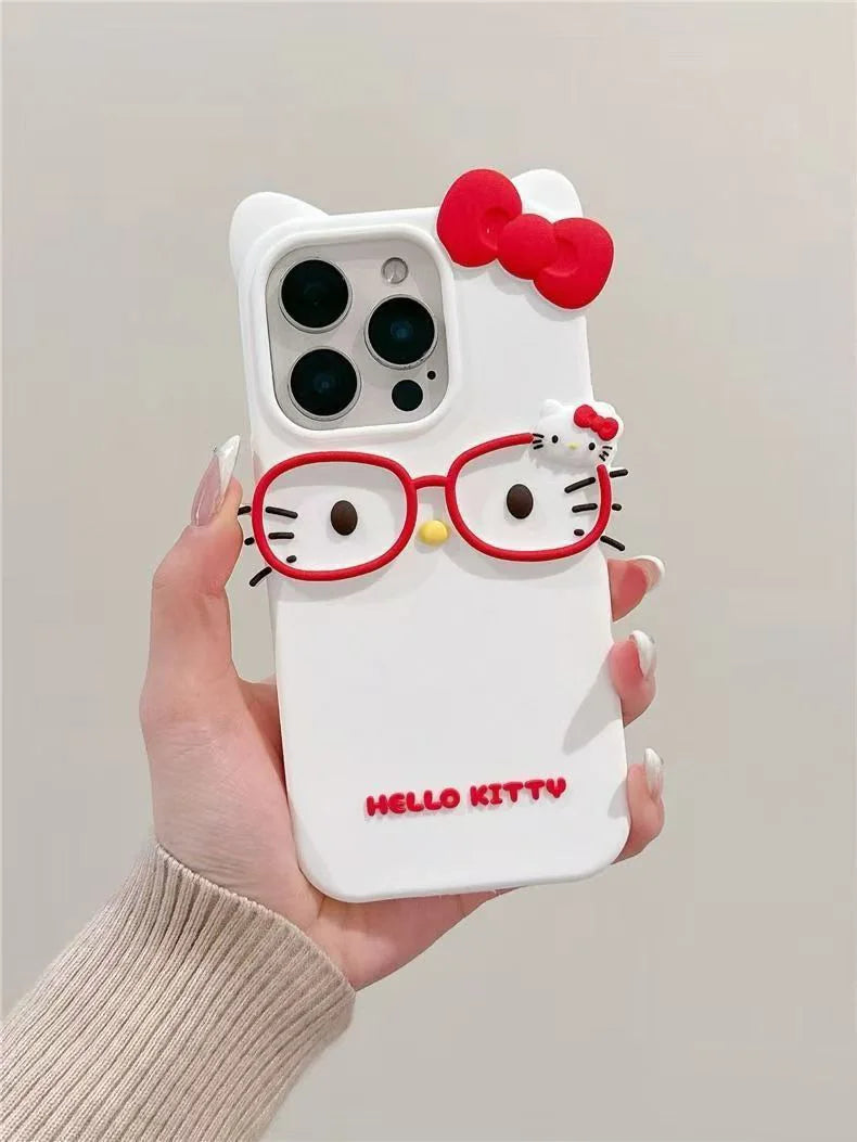 3D Cartoon Cat Silicone Phone Case for iPhone