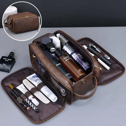 Travel PU Leather Toiletry Organizer Bag