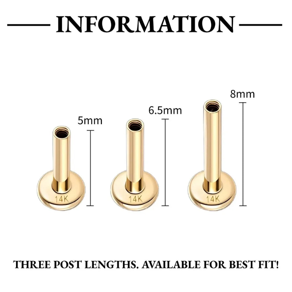 14K Solid Gold Cartilage Stud Earrings