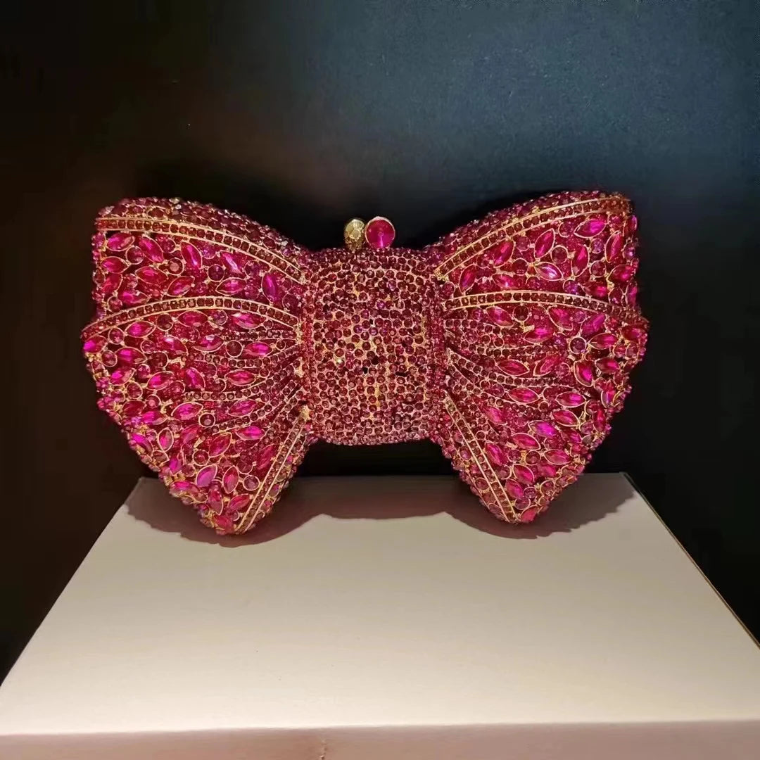 Rhinestone Bow Evening Clutch