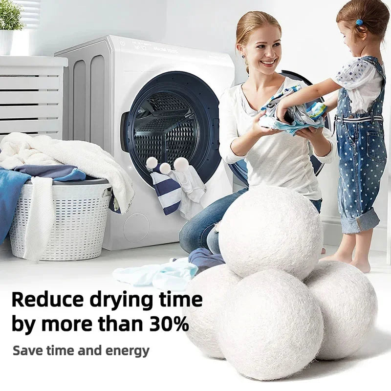 Natural Wool Dryer Balls – Reusable Laundry Fabric Softener Set