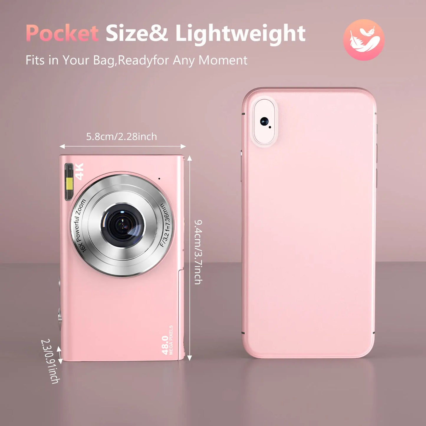 4K Autofocus Digital Camera with 48MP Photos & 2.8” IPS Screen