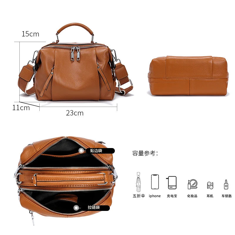 Women’s Genuine Cowhide Leather Shoulder Bag