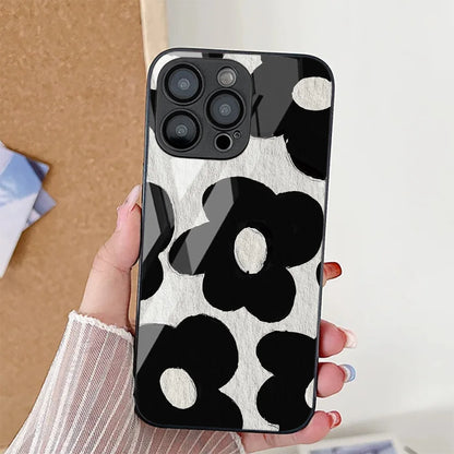 iPhone Case Floral Tempered Glass Red