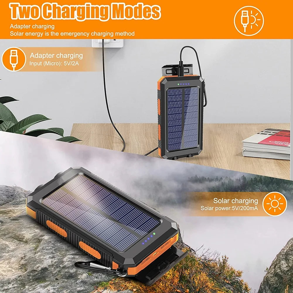 80000mAh Solar Power Bank with LED Flashlight