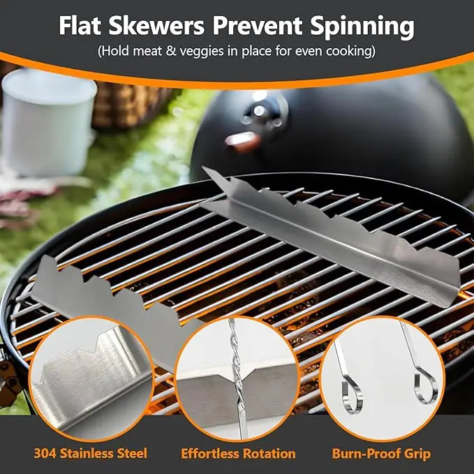 Stainless Steel BBQ Skewer Rack Set