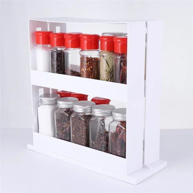 Rotating 2-Tier Spice Storage Rack