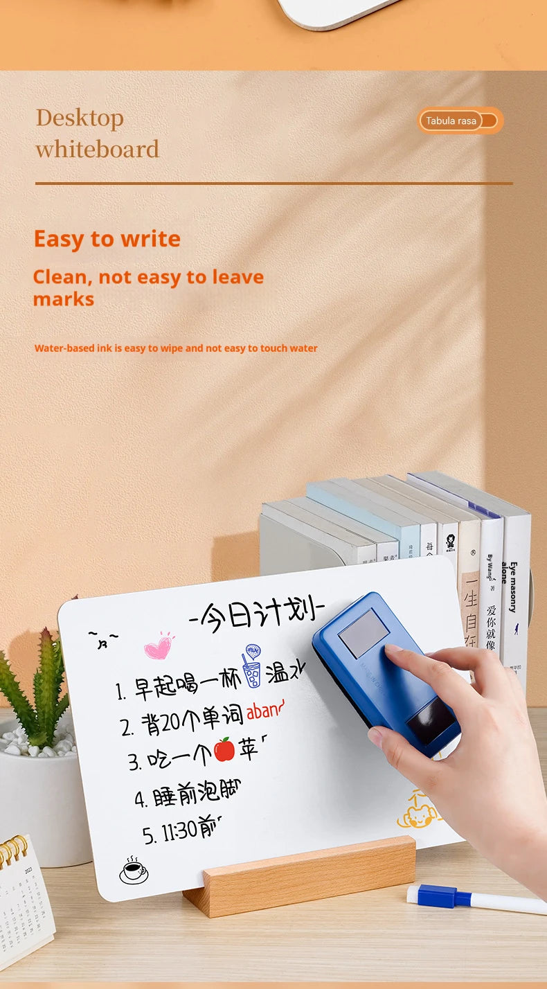 Desktop Dry Erase Memo Board with Wooden Stand