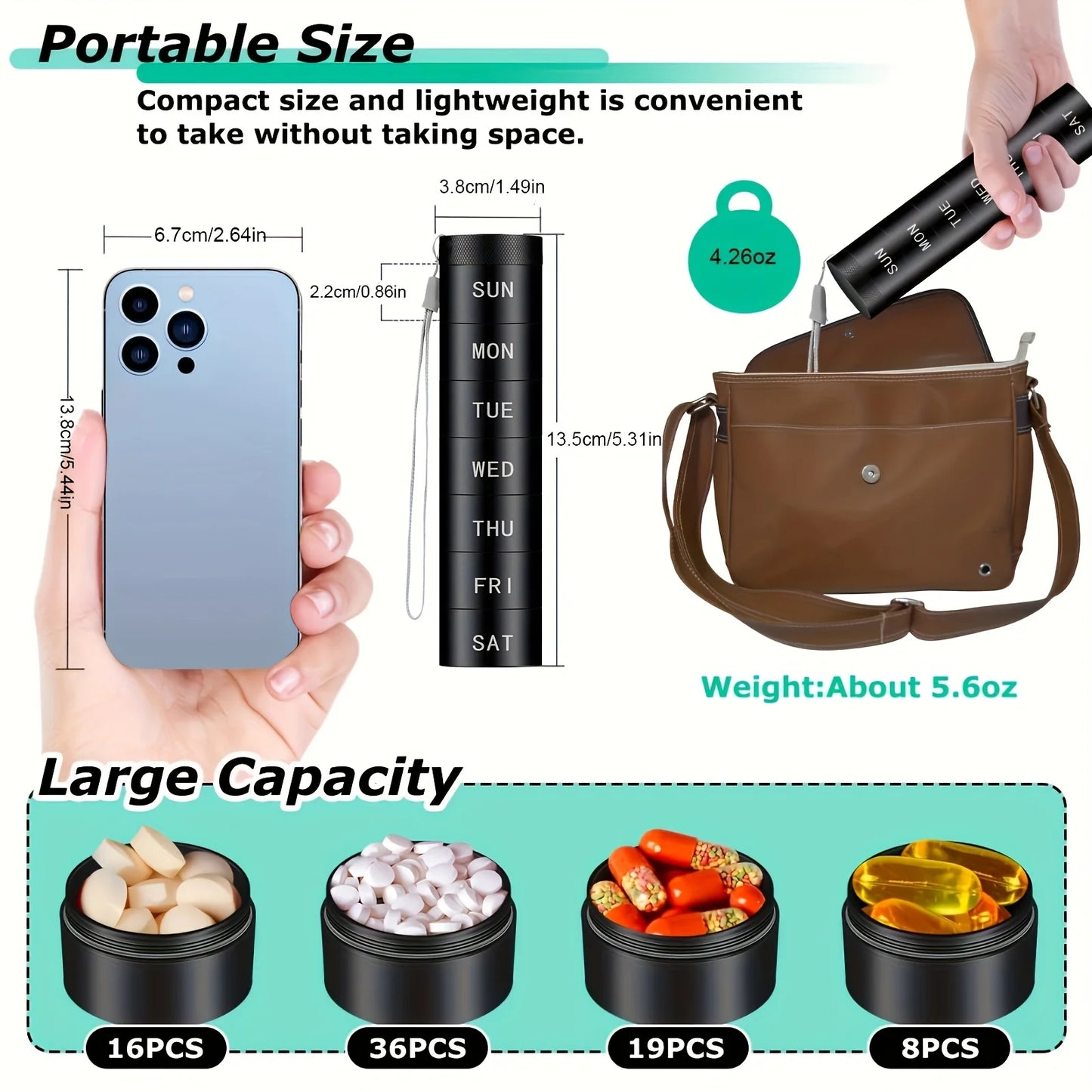 Aluminium Travel Pill Organizer