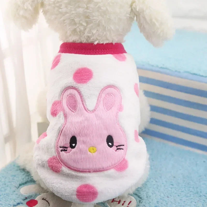 Fleece Dog Vest – Warm Cartoon Clothes for Small Dogs