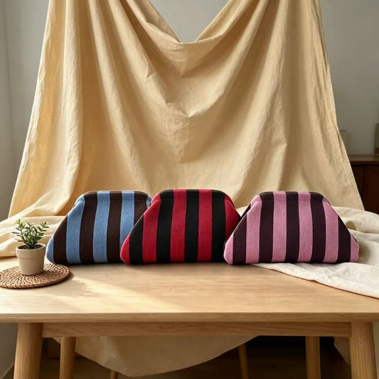 Bright Striped Knit Cloud Bag