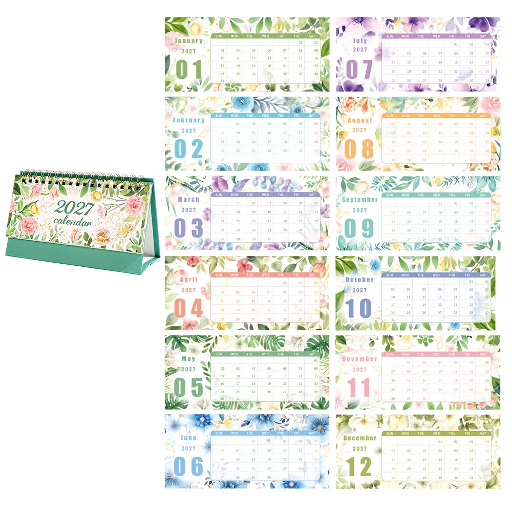 2027 Floral Desk Calendar – Daily Weekly Monthly Planner