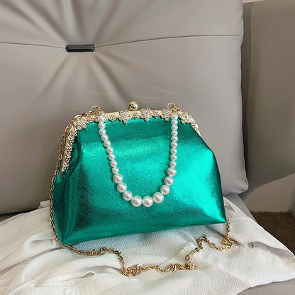 Luxury Pearl Chain Minaudière Shoulder Bag