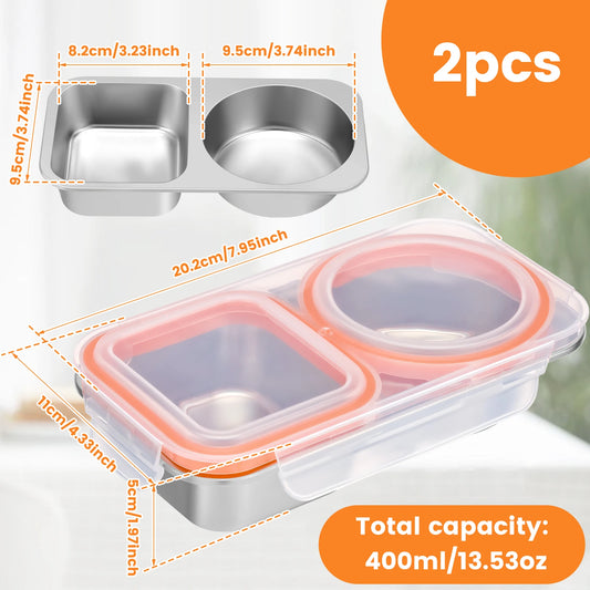 Stainless Steel Divided Bento Food Storage Box Set