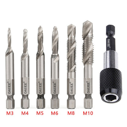 1/2/3/6Pcs Tap Drill Bit Hex Shank Titanium Plated HSS Screw Thread