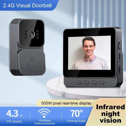 Smart Wireless Video Doorbell with 4.3” Indoor Display & Night Vision
