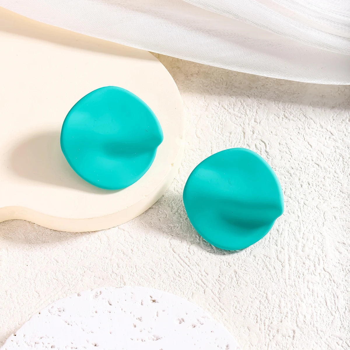 Candy Colored Button Shape Round Acrylic Earrings