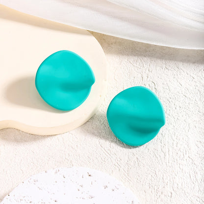 Candy Colored Button Shape Round Acrylic Earrings