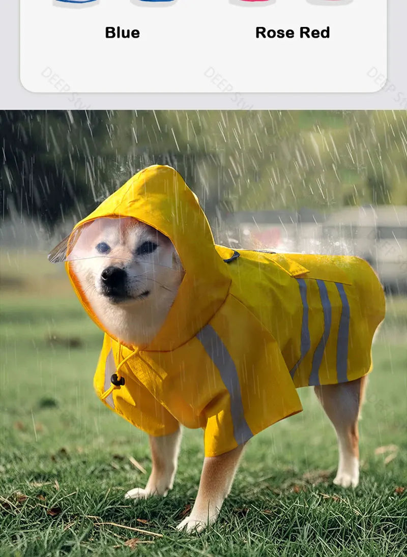 Waterproof Reflective Hooded Dog Raincoat
