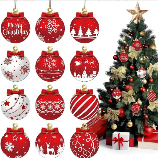 Wooden Christmas Hanging Ornament Set