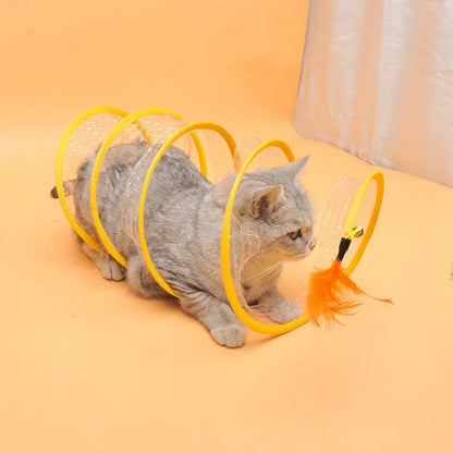 S Shape Foldable Cat Tunnel with Crinkle Balls