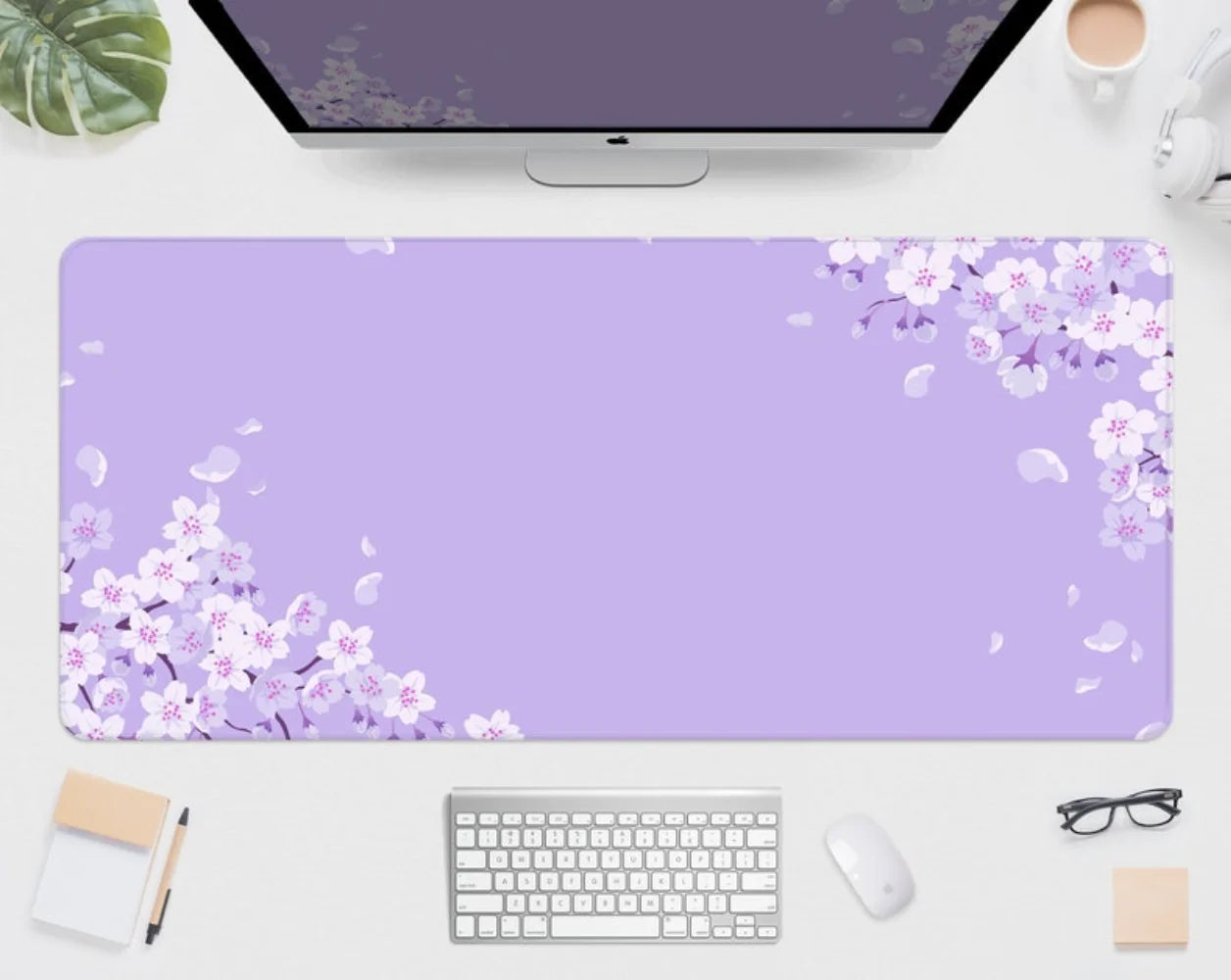 Purple Sakura Blossom Desk Mat