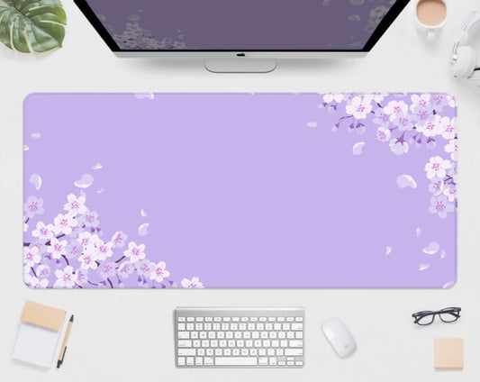 Purple Sakura Blossom Desk Mat