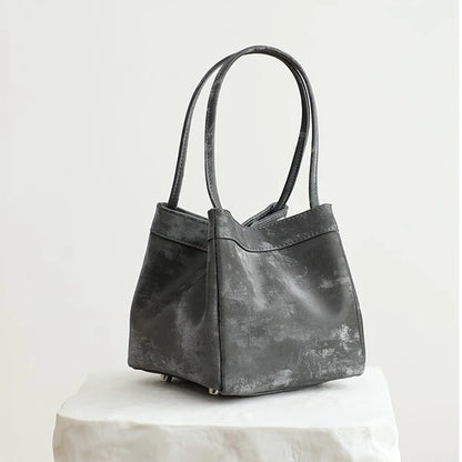 Custom Name Suede Leather Shoulder Bag with Top Handle