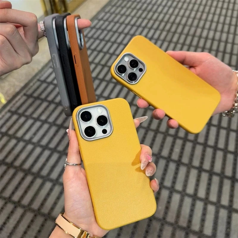 Luxury Matte Leather Phone Case For iPhone