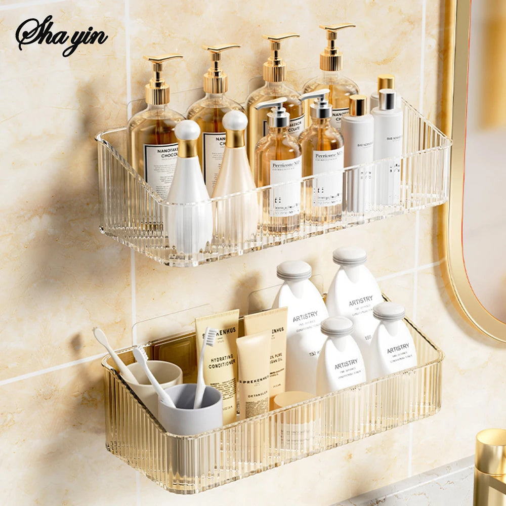 Wall-Mounted Bathroom Storage Basket & Organizer Rack