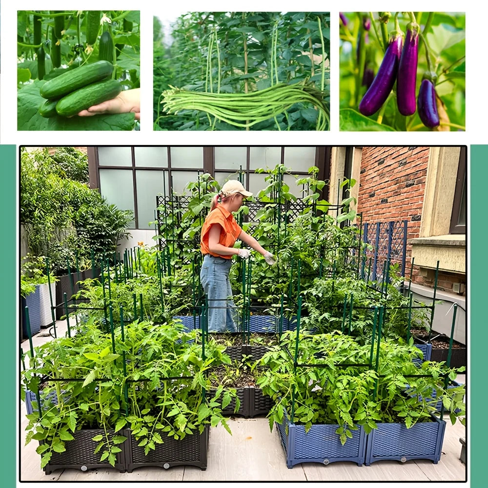 Raised Garden Planter Box with Climbing Trellis
