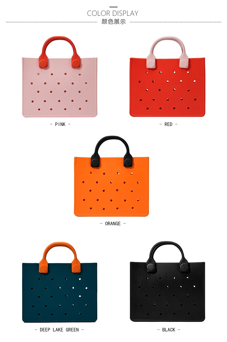 Waterproof EVA Tote Bag with Charm Holes