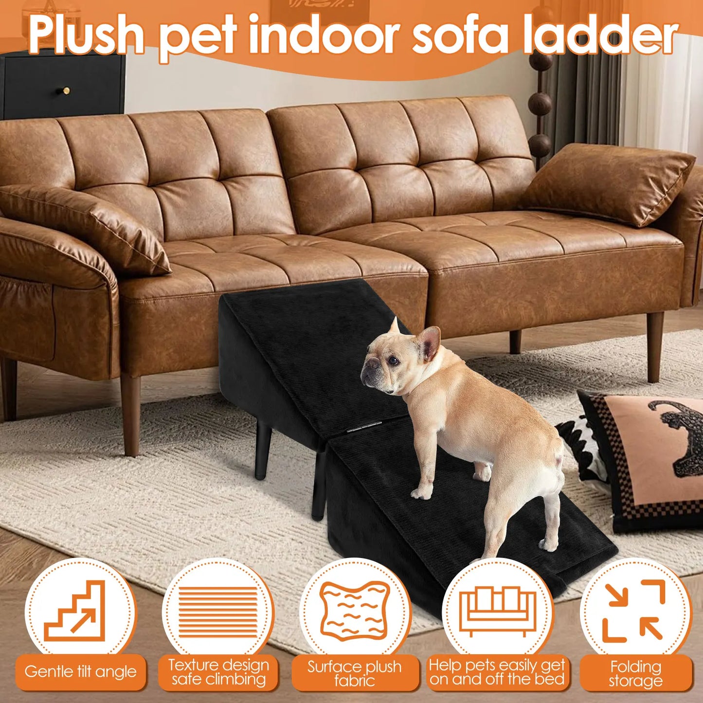 2-in-1 Folding Dog Ramp & Ottoman Pet Steps