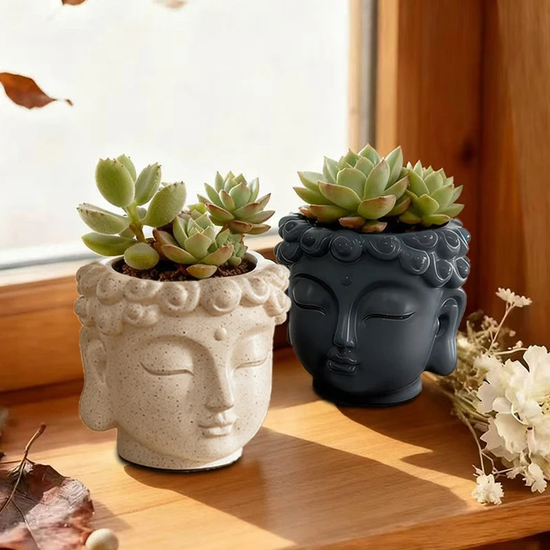 Meditation Face Resin Planter Pot