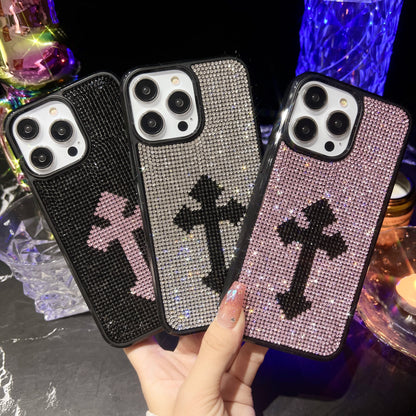 Gothic Cross Rhinestone Shockproof Protective Cover Case For iPhone 15 14 13 12 11 Pro