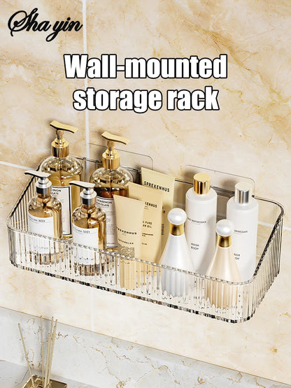 Wall-Mounted Bathroom Storage Basket & Organizer Rack