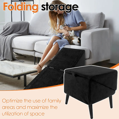 2-in-1 Folding Dog Ramp & Ottoman Pet Steps