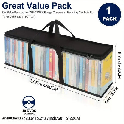 Large Transparent DVD CD Storage Bag