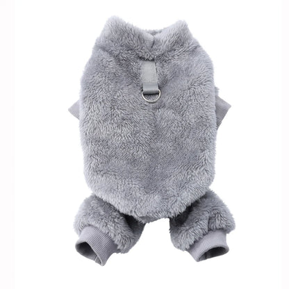 Warm Fleece Dog Jumpsuit with D-Ring