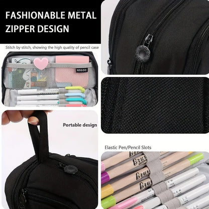 Large Capacity 4-Compartment Pencil Case Organizer