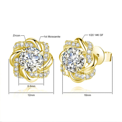 14K Gold Filled Floral Moissanite Stud Earrings