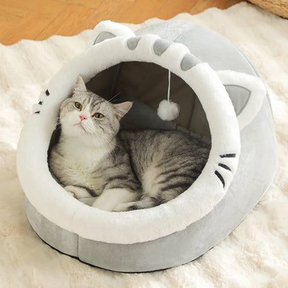 Cosy Plush Cat Cave Bed