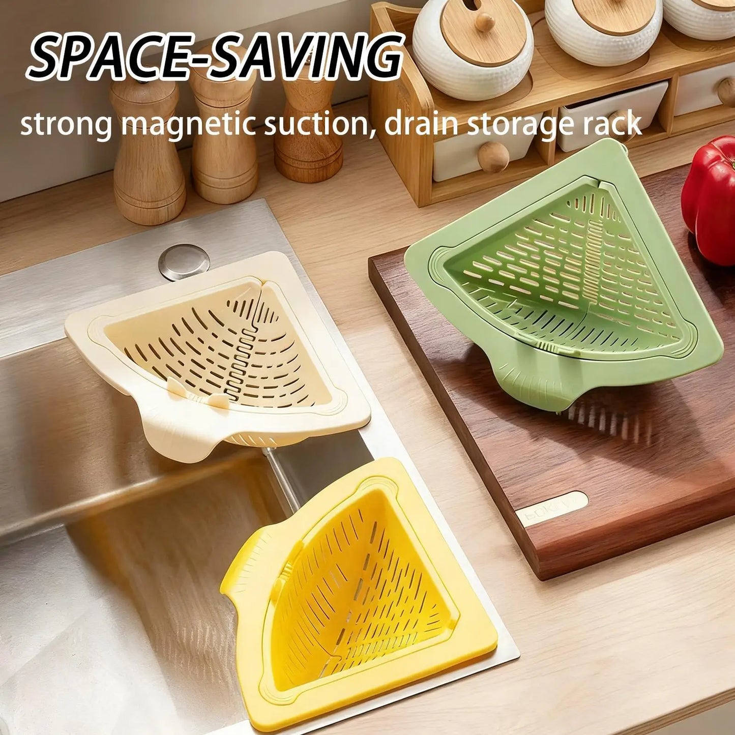 Magnetic Silicone Sink Corner Strainer Basket