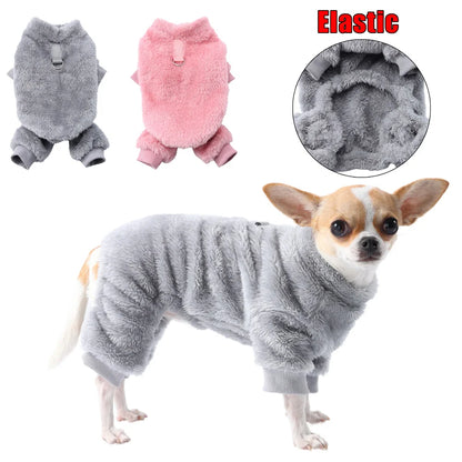 Warm Fleece Dog Jumpsuit with D-Ring